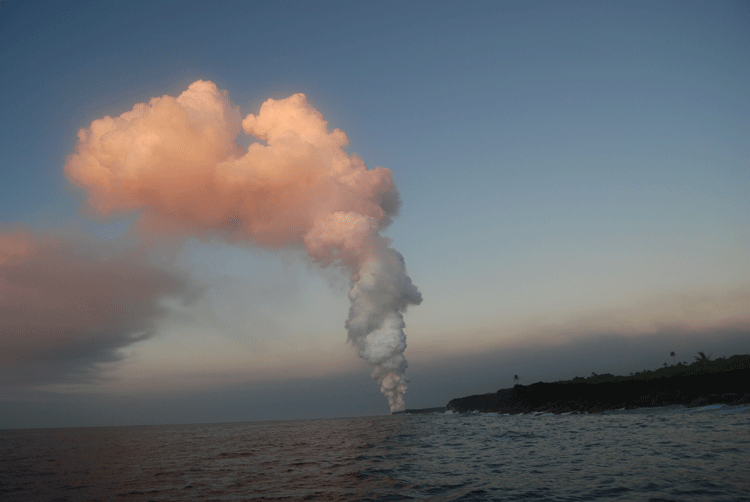 plume from kilauea lava entering the sea